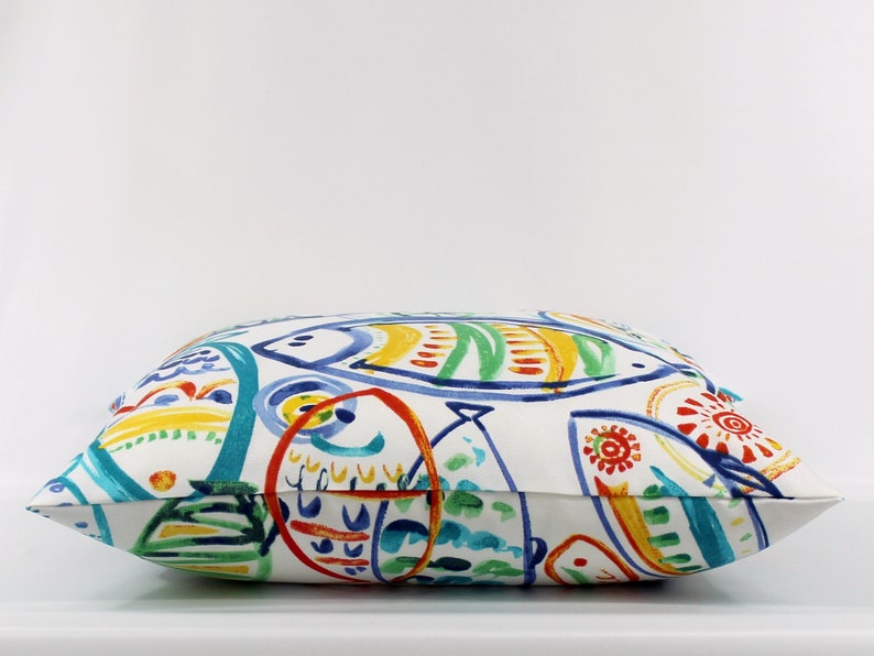 Beach House Outdoor Pillow Cover Fish Pillow Cover Nautical Etsy