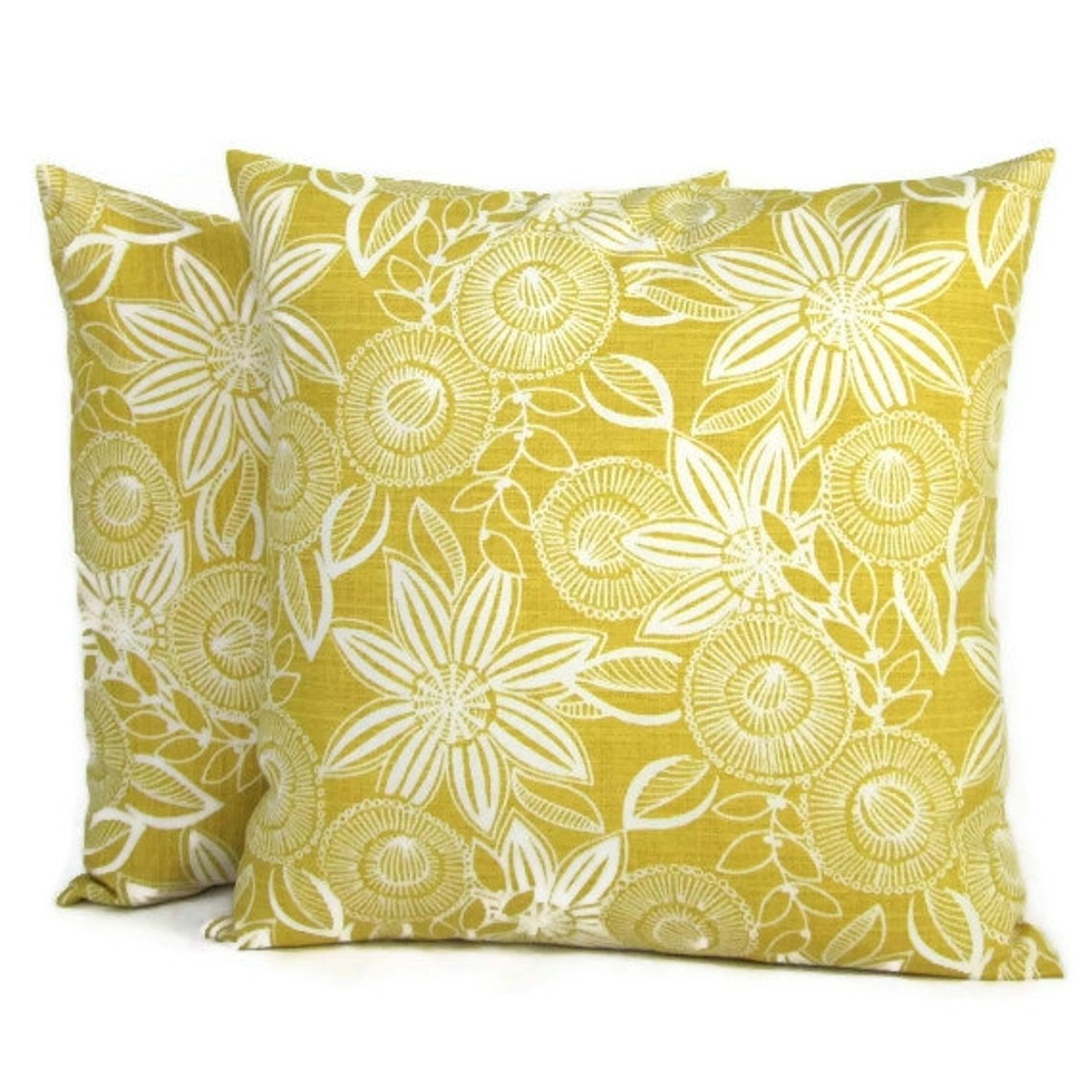 Yellow Floral Pillow Cover Yellow Pillow Yellow Cushion Etsy
