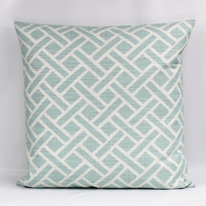 Aqua Lattice Throw Pillow Cover, Coastal Decor, Beach House Pillow Cover, Nautical Pillow Cover, Seafoam Pillow, Beach Decor, Bamboo, Zipper