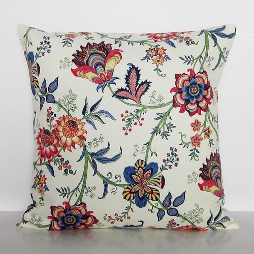 Navy Blue Floral Pillow Cover Burgundy Floral Pillow Cover Etsy