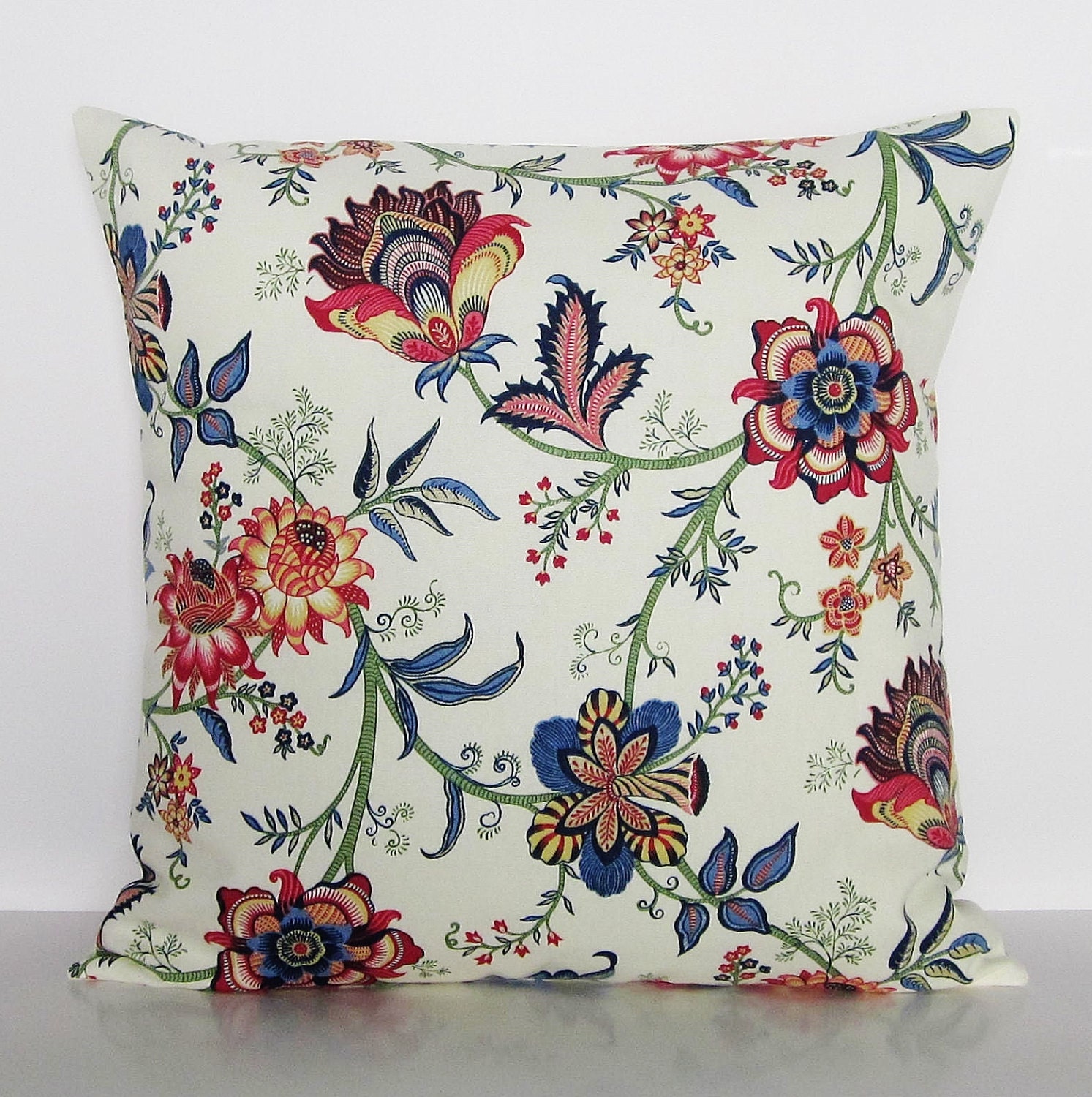 navy floral pillow