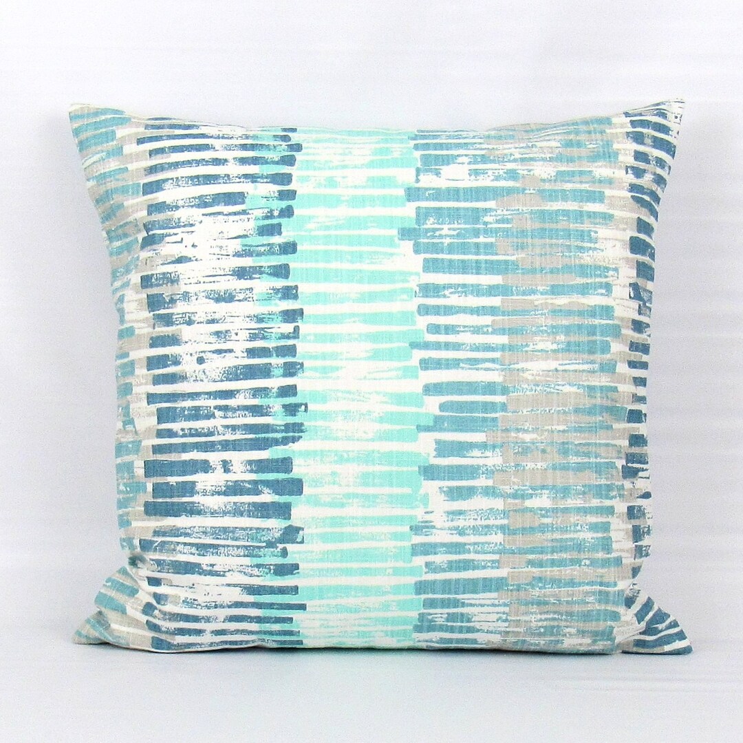 Aqua Pillow Cover, Aqua Stripe Pillow, Aqua Throw Pillow, Aqua Cushion ...