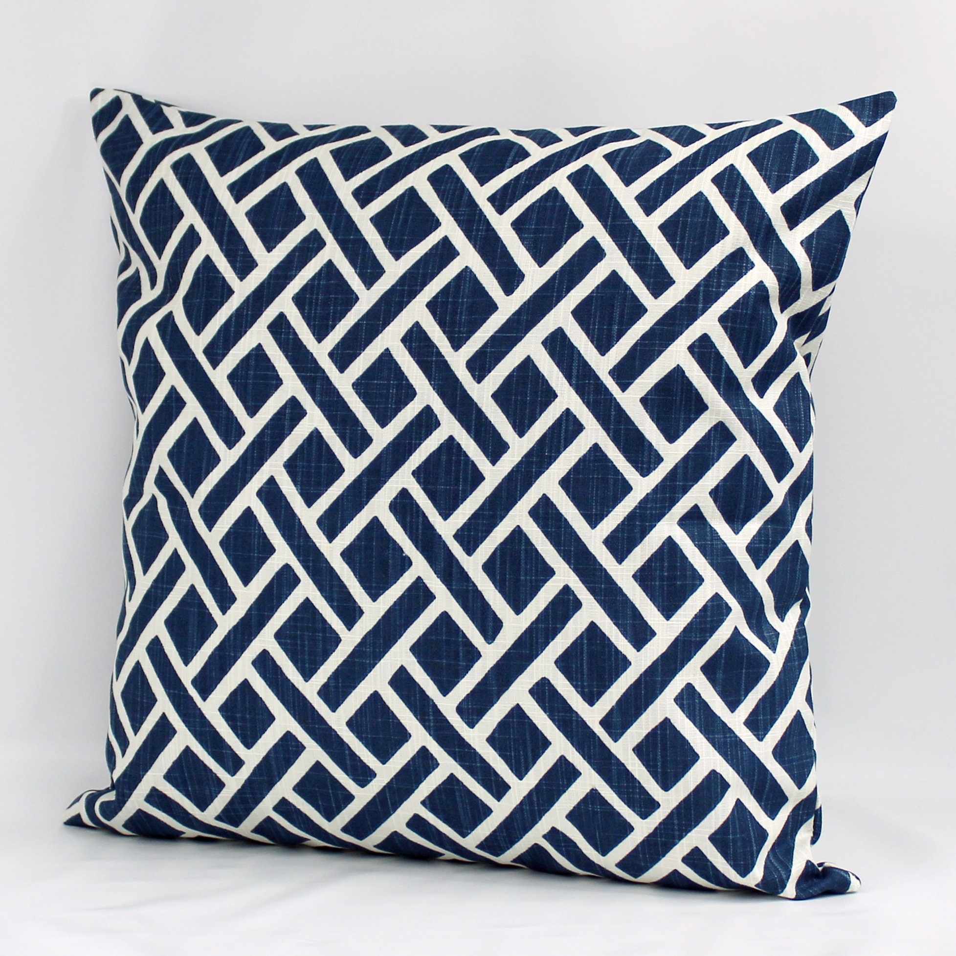 Navy Blue Throw Pillow Cover Navy Lattice Pillow Cover Navy Etsy