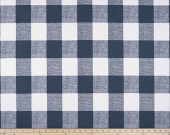 Navy Buffalo Plaid Fabric, PREMIER PRINTS ANDERSON, Buffalo Check Fabric, Navy Blue White Plaid,  Farmhouse, 3" Squares, Fabric By The Yard