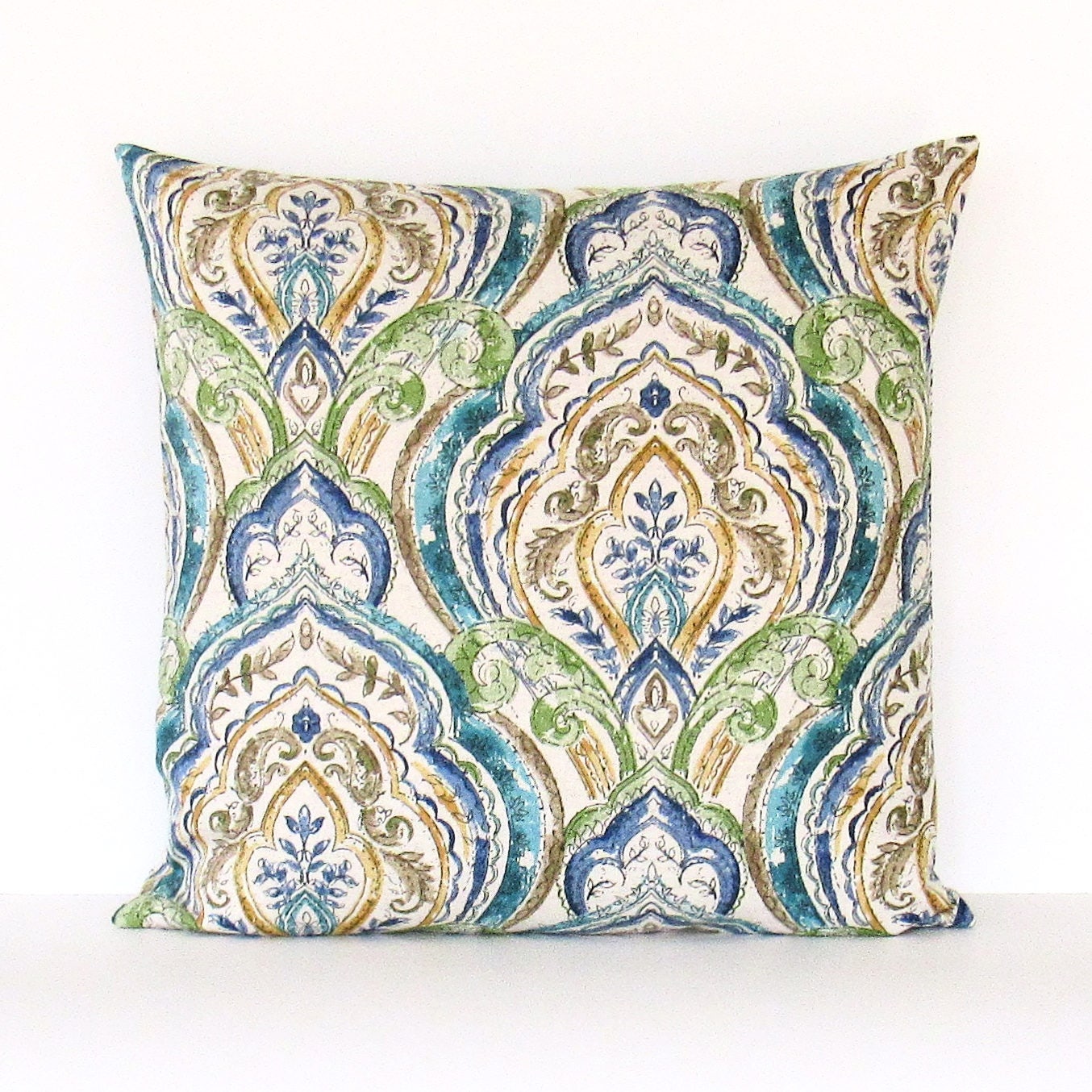 Blue Green Pillow Cover Decorative Throw Accent 16x16 18x18 Etsy