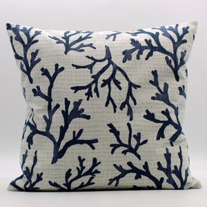 Navy Blue Aqua Seafoam Coastal Throw Pillow Cover, Coral, Beachy Decor, Beach House, Nautical Pillow Cover, Beach, Nautical, Beachy, Zipper