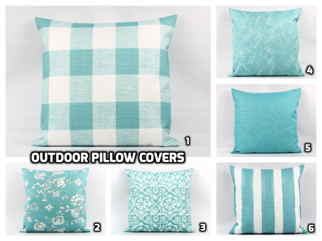 Aqua Outdoor Pillow Cover, Aqua Outdoor Pillow, Aqua Beach House Pillow