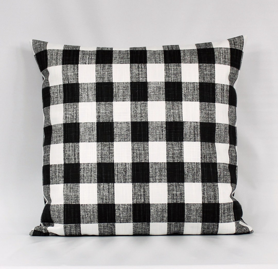 Black Buffalo Plaid Pillow Cover, Black Buffalo Check, Black White