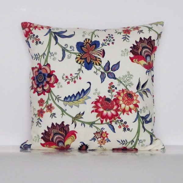 Floral Pillow Cover, Burgundy Navy Pillows, Burgundy Floral Pillow, Blue Red Pillow Cover, Navy Floral Pillow, Couch Pillow, Zipper