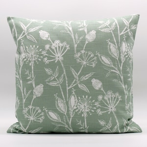 Housse de coussin fleurie verte, Oreiller vert blanc, Vert doux, Vert pâle, Oreiller de créateur, Canapé, Lit, Taie d'oreiller, Housse de coussin, Fermeture éclair