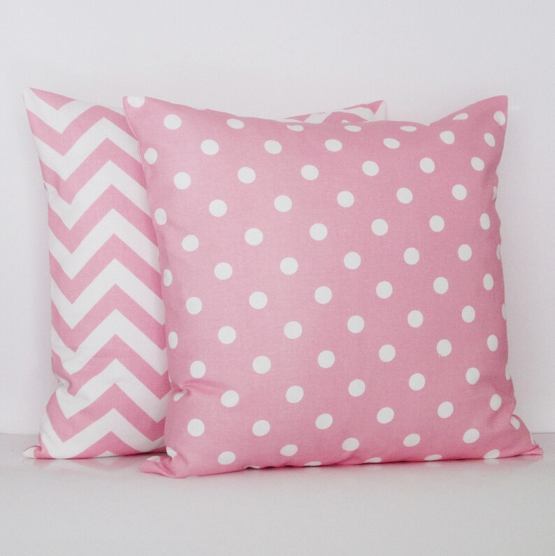 Pink Polka Dot Pillow Cover Decorative Throw Accent Toss 16x16 Etsy