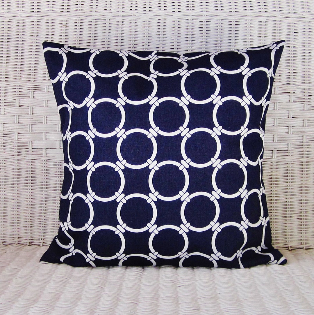 Navy Blue Outdoor Pillow Cover, Blue Nautical Outdoor Pillow, Navy