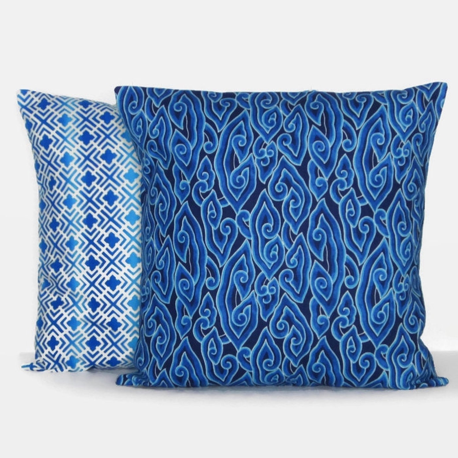 Cobalt Blue Pillow Cover Decorative Throw Geometric Accent Etsy