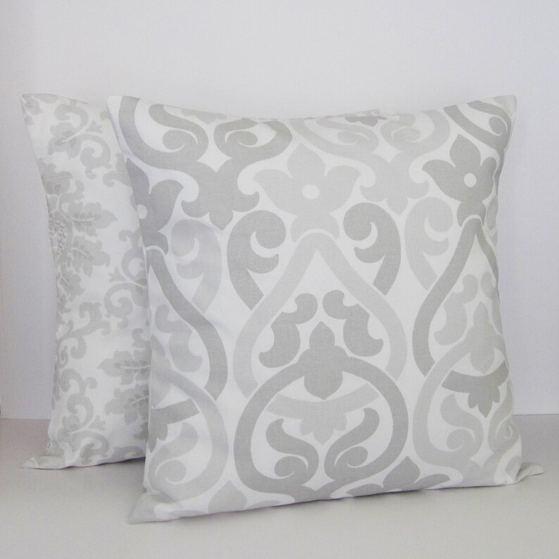 Gray Pillow Cover Gray White Pillows Gray Throw Pillow Gray Etsy