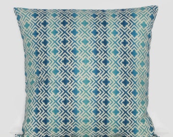 Turquoise Pillow Cover, Turquoise Designer Pillow Cover, Accent Pillow, Turquoise Decor, Geometric Pillow, Sofa Pillow, Throw Pillow, Zipper