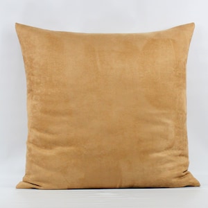 Gold Brown Suede Pillow Cover, Golden Brown Pillow, Camel Suede Pillow, Gold Faux Suede Pillow, Brown Pillow, Gold Pillow, Lumbar, Zipper