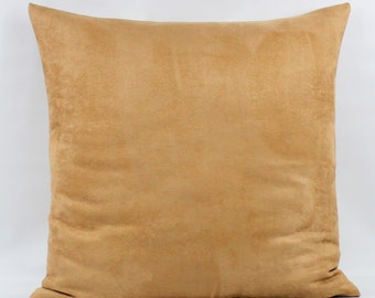 Gold Braun Wildleder Kissenbezug, Golden Braun Kissen, Kamel Wildleder Kissen, Gold Faux Wildleder Kissen, Braun Kissen, Goldkissen, Lendenkissen, Reißverschluss