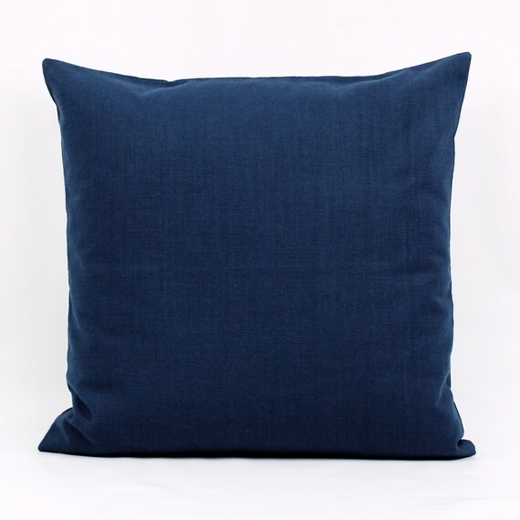 Navy Blue Throw Pillow Cover Linen Look Navy Blue Pillow Etsy