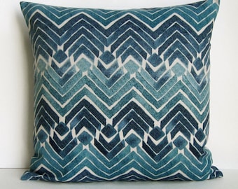 Copertura del cuscino Teal, Cuscino Blu Teal, Cuscino Turchese, Copertura del cuscino blu, Cuscino del divano Teal, Cuscino accento, Cerniera geometrica Navy Aqua