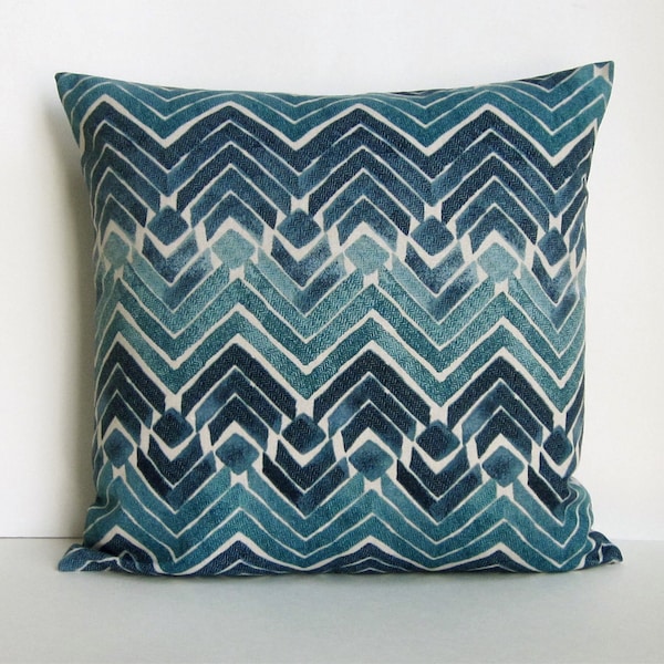 Teal Pillow Cover, Teal Blue Pillow, Turquoise Pillow, Blue Throw Pillow Cover, Teal Couch Pillow, Accent Pillow, Geometric Navy Aqua Zipper