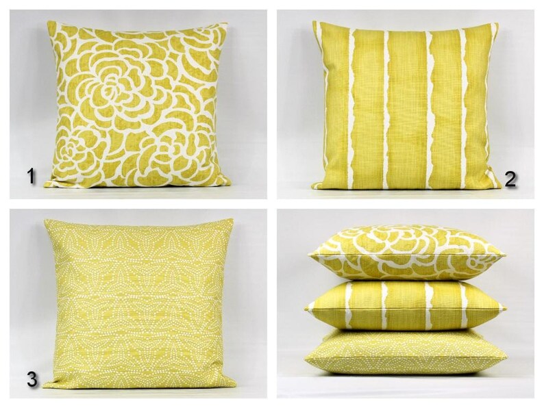 Yellow Striped Throw Pillow Cover Yellow Pillows Yellow Etsy