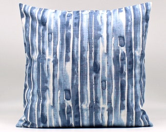 Blue Throw Pillow Cover, Blue Home Decor, Blue White Pillow Cover, Designer Pillow, Blue Accent, Navy White Pillow, Navy, Watercolor, Zipper