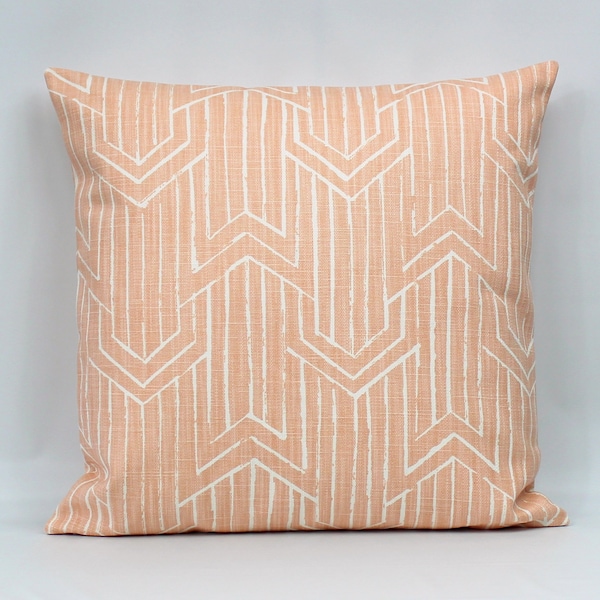 Coral Throw Pillow Cover, Peach Throw Pillow Cover, Coral Geometric Pillow, Couch Pillows, Light Peach Pillow Cover, Invisible Zipper