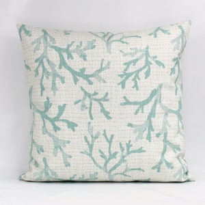 Aqua Coastal Throw Pillow Cover, Coastal Decor, Beach House Pillow Cover, Nautical Pillow Cover, Seafoam Pillow, Aqua Pillow, Coral, Zipper