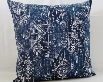 Navy Blue Throw Pillow Cover, Navy Pillow, Navy White Pillow, Navy Cushion Cover, Navy Lumbar Pillow, Geometric Aztec Indian Zipper