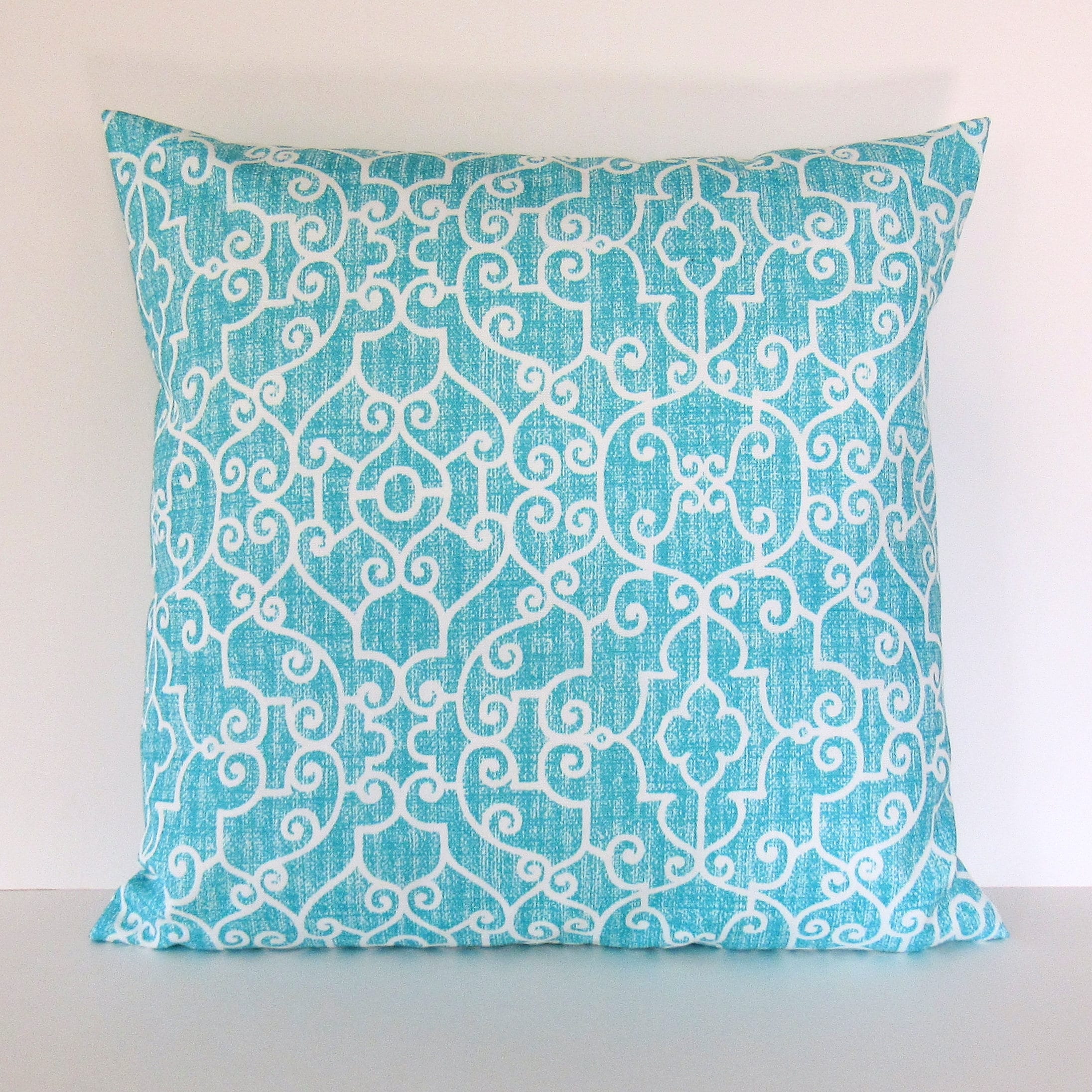 Aqua Outdoor Throw Pillow Cover Aqua Porch Pillow Aqua Etsy