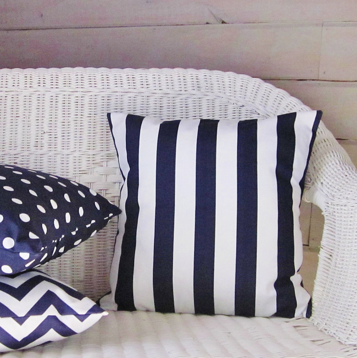 Navy Stripe Pillow Cover Decorative Throw Accent Indigo White Etsy