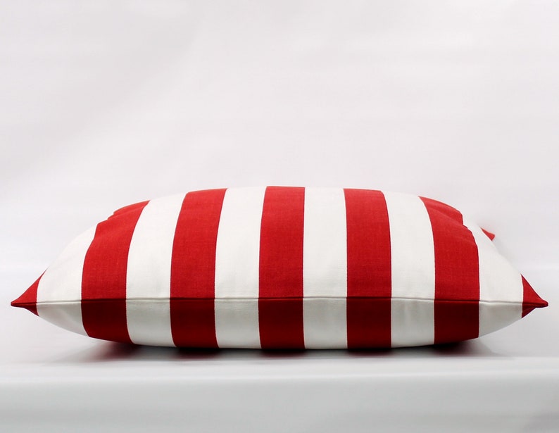 Red Stripe Pillow Cover Red Striped Pillow Red White Pillow Etsy