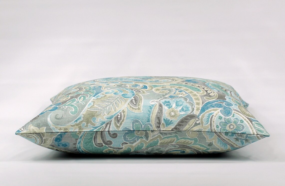 Blue Paisley Pillow Cover Blue Throw Pillow Cover Aqua Etsy
