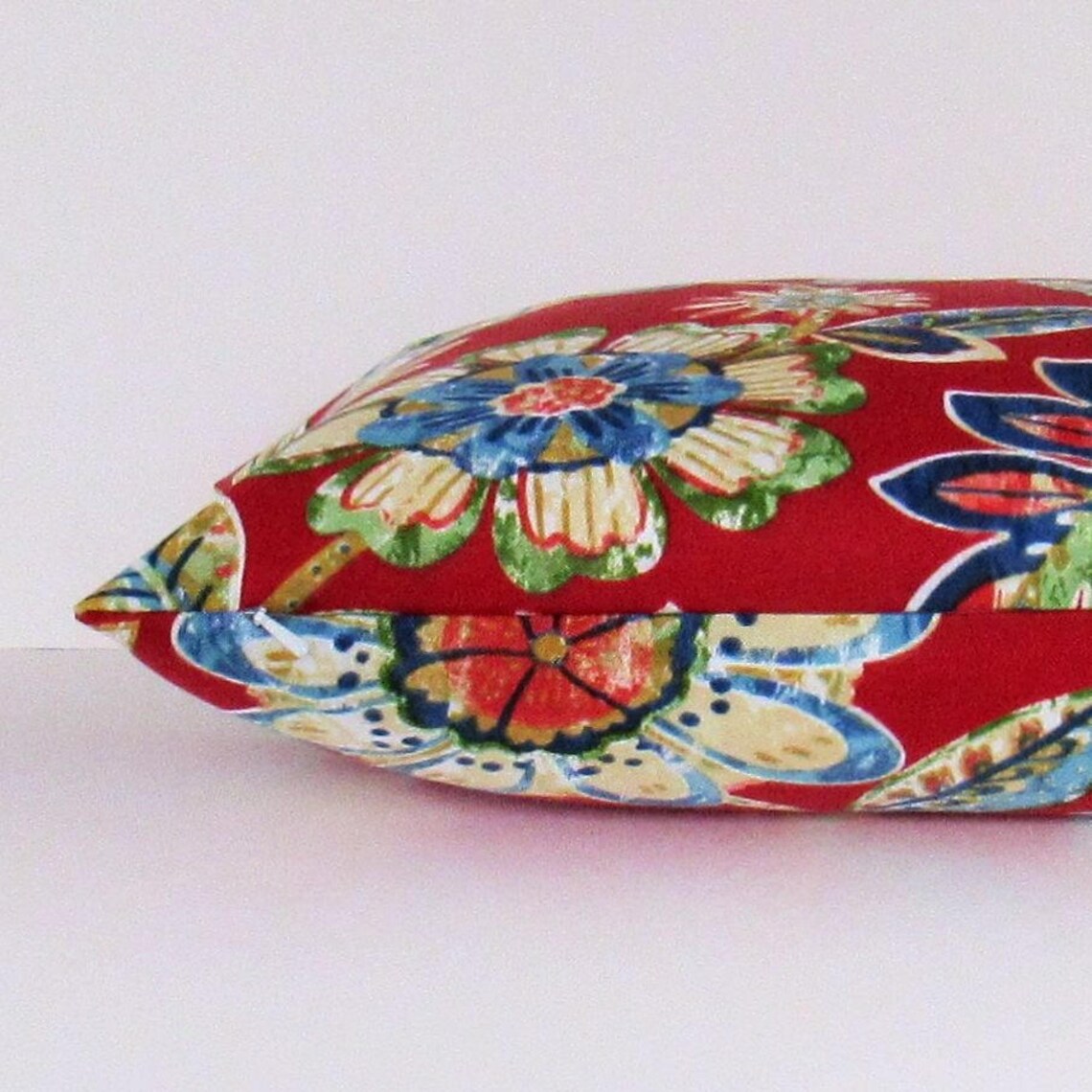 Red Floral Outdoor Throw Pillow Outdoor Accent Pillow Red Etsy