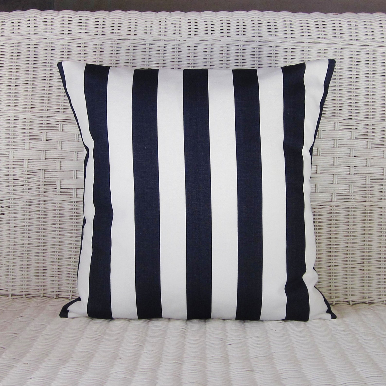 Navy Stripe Pillow Cover Decorative Throw Accent Indigo White Etsy