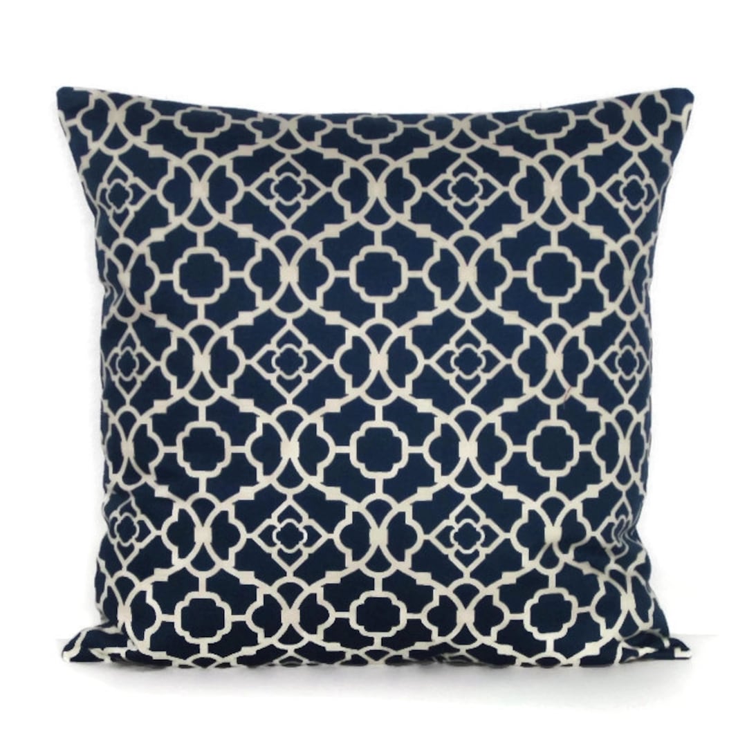 Navy Pillow Cover, Navy Blue Pillow Cover, Navy Lattice Pillow, Navy