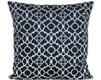 Navy Pillow Cover, Navy Blue Pillow Cover, Navy Lattice Pillow, Navy Blue Accent Pillow, Navy Cushion Cover, Navy Lumbar Pillow, Zipper