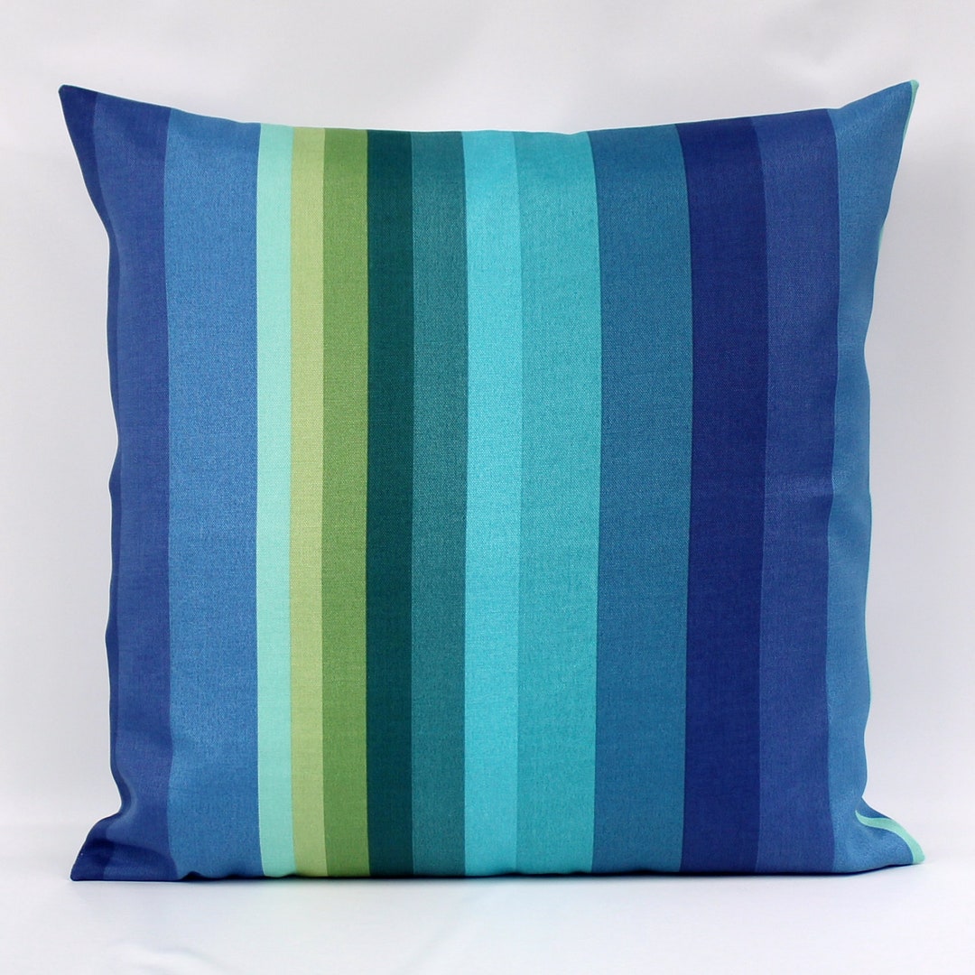 Aqua Blue Green Stripe Outdoor Pillow Cover Blue Outdoor Pillow Green Outdoor Pillow Aqua Pillow Cover Outdoor Decor Zipper Etsy Canada