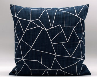 Navy White Throw Pillow Cover, Navy Blue Pillow Cover, Navy Blue Home Decor, Cushion Cover, Accent, Lumbar Pillow, Geometric, Indigo, Zipper