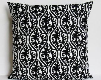 Housse de coussin noir blanc, Housse de coussin noire, Oreiller noir blanc, Oreiller géométrique noir, Housse de coussin noire, Coussin de canapé, Fermeture éclair