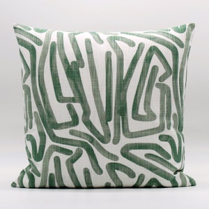 Green White Throw Pillow Cover, Green Pillow Cover, Geometric, Designer Pillow, Couch, Bed, Beach House, Coastal Decor, Invisible Zipper