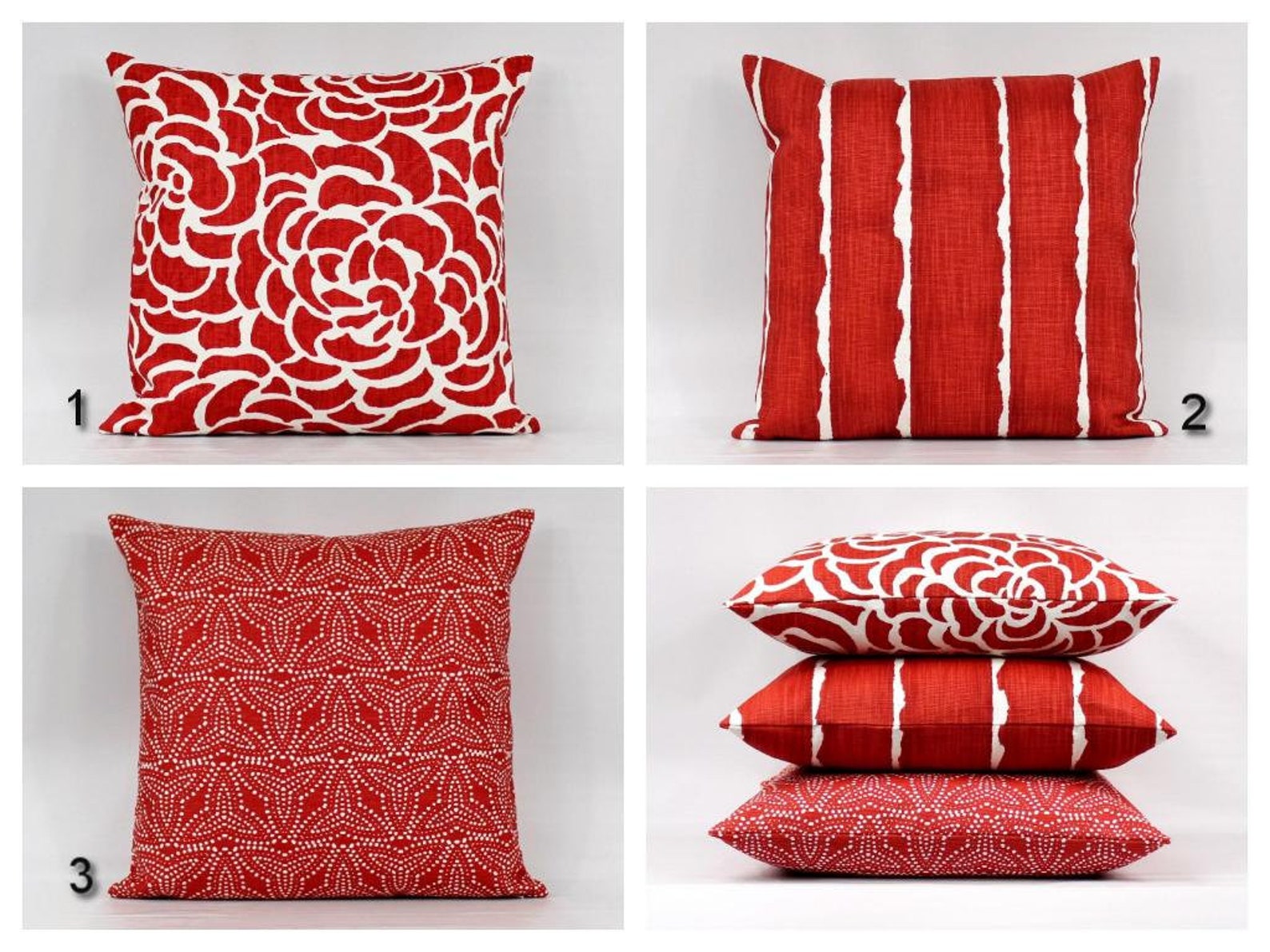 Red Throw Pillow Cover Red Geometric Pillow Red Pillows Red Etsy