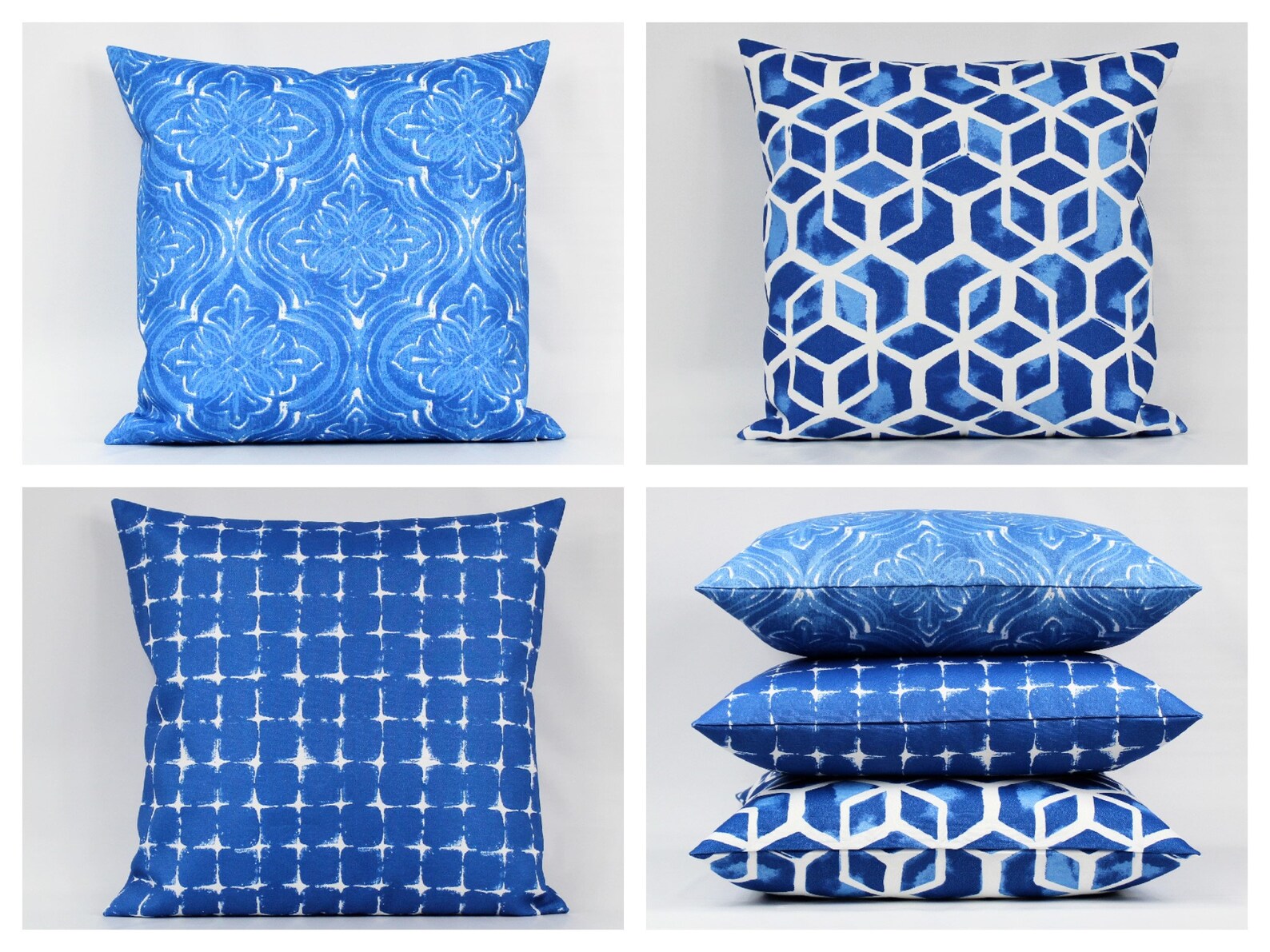 Blue Outdoor Pillow Cover Royal Blue Outdoor Cushion Cobalt Etsy
