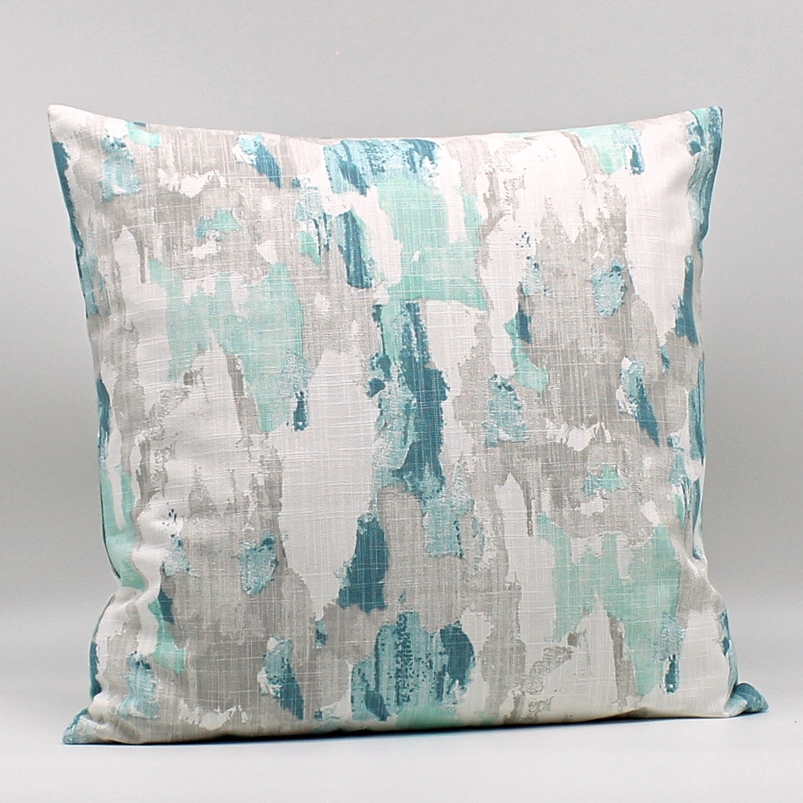Aqua Throw Pillow Cover Aqua Teal Gray Pillow Modern Pillow Etsy