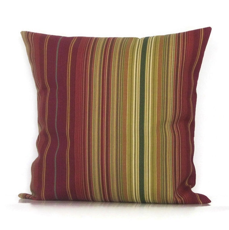 Outdoor Stripe Pillow Cover Decorative Throw Accent Burgundy Etsy