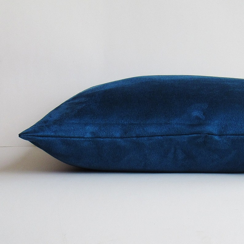 Blue Suede Pillow Cover Decorative Throw Teal Accent Toss Sofa Etsy