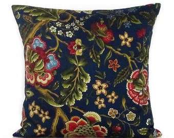 navy floral throw pillows