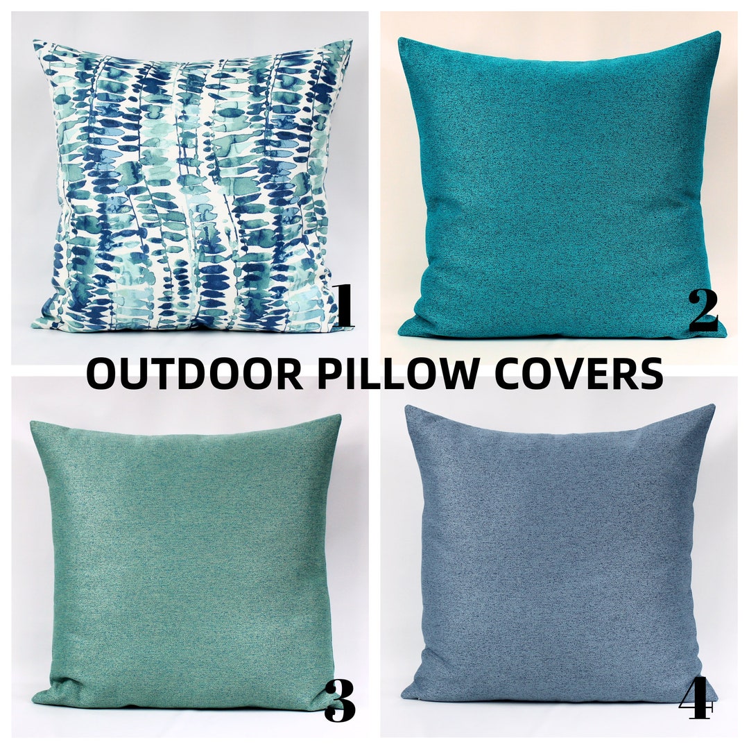 Teal Navy Outdoor Pillow Cover Blue Outdoor Pillow Outdoor Etsy