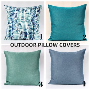 Teal Navy Outdoor Pillow Cover, Blue Outdoor Pillow, Outdoor Coordinating Pillows, Seafoam Outdoor Pillow, Patio Pillow, Porch, Zipper