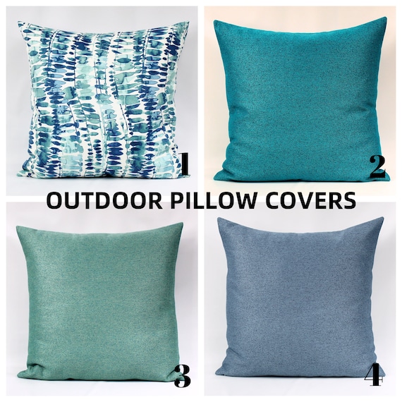 Teal Navy Outdoor Pillow Cover Blue Outdoor Pillow Outdoor